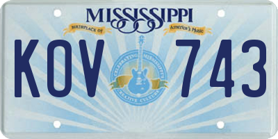 MS license plate KOV743