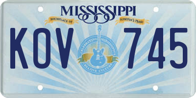 MS license plate KOV745