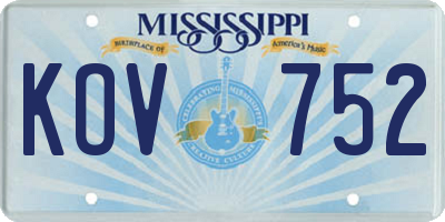 MS license plate KOV752