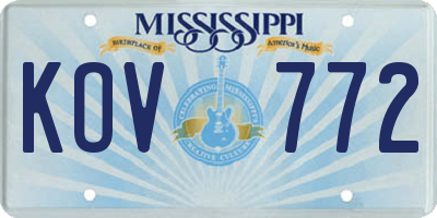 MS license plate KOV772