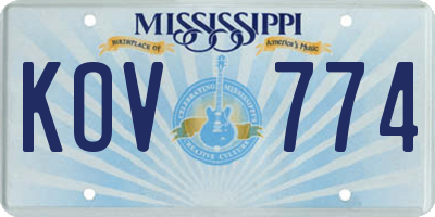 MS license plate KOV774