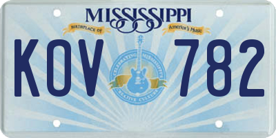 MS license plate KOV782
