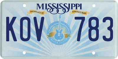 MS license plate KOV783