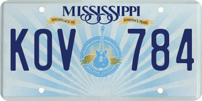 MS license plate KOV784