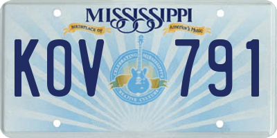 MS license plate KOV791