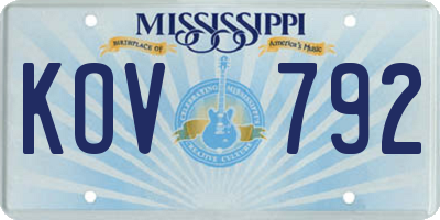 MS license plate KOV792