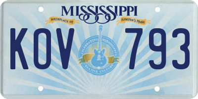 MS license plate KOV793