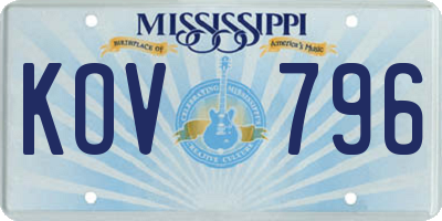 MS license plate KOV796