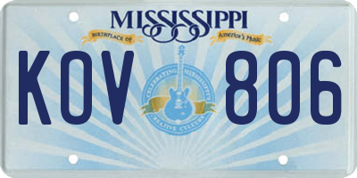 MS license plate KOV806