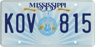 MS license plate KOV815