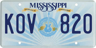 MS license plate KOV820