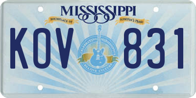 MS license plate KOV831