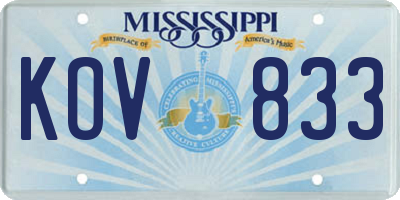 MS license plate KOV833