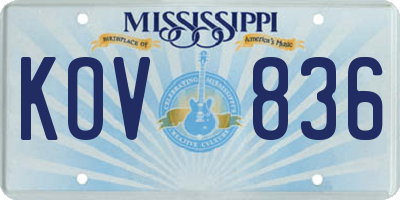 MS license plate KOV836
