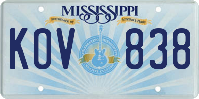 MS license plate KOV838