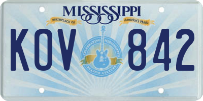 MS license plate KOV842