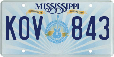 MS license plate KOV843