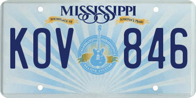 MS license plate KOV846
