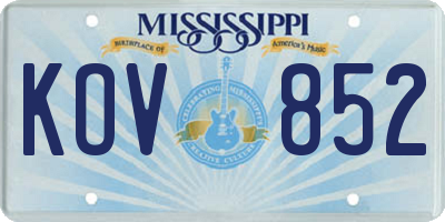 MS license plate KOV852