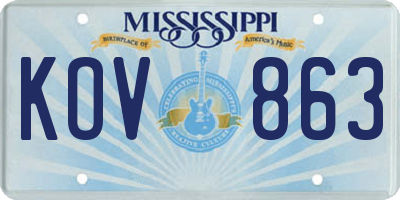 MS license plate KOV863