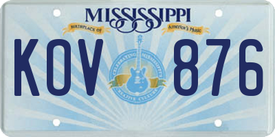 MS license plate KOV876