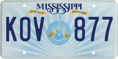 MS license plate KOV877