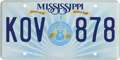MS license plate KOV878