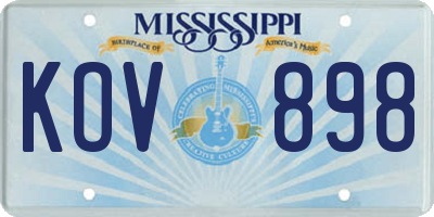 MS license plate KOV898