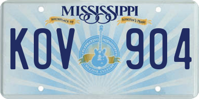 MS license plate KOV904