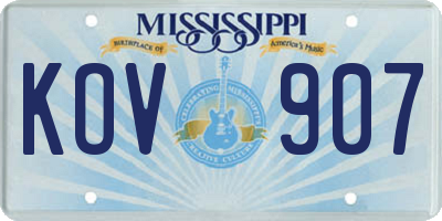 MS license plate KOV907