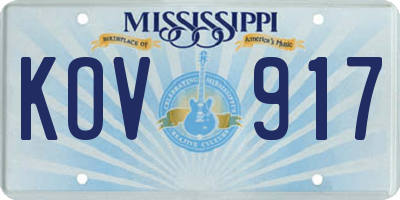 MS license plate KOV917