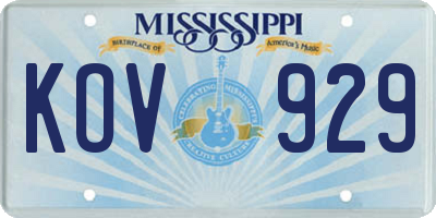 MS license plate KOV929