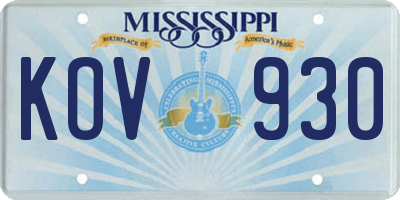 MS license plate KOV930