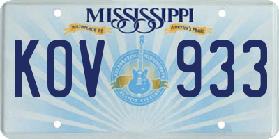 MS license plate KOV933