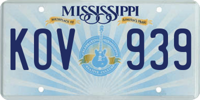 MS license plate KOV939