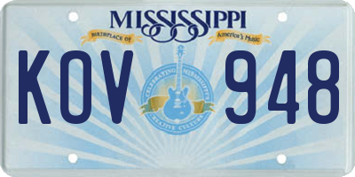 MS license plate KOV948