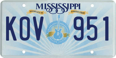 MS license plate KOV951