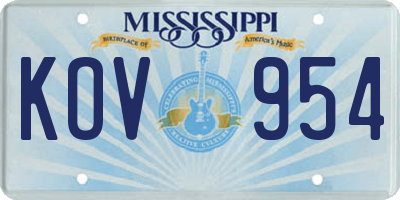MS license plate KOV954