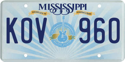 MS license plate KOV960