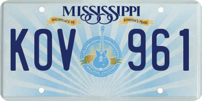 MS license plate KOV961