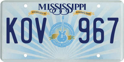 MS license plate KOV967