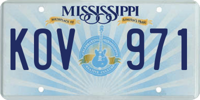 MS license plate KOV971