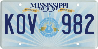 MS license plate KOV982