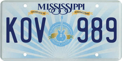 MS license plate KOV989