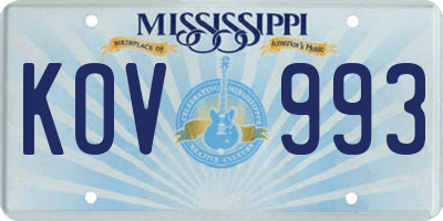 MS license plate KOV993