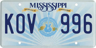 MS license plate KOV996