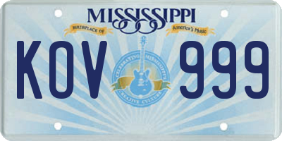 MS license plate KOV999