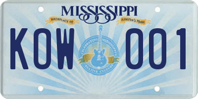 MS license plate KOW001