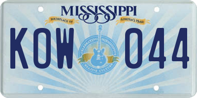 MS license plate KOW044