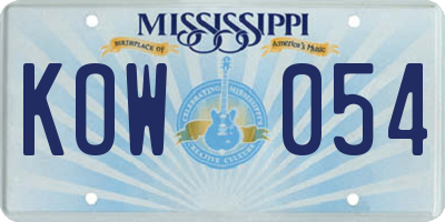 MS license plate KOW054